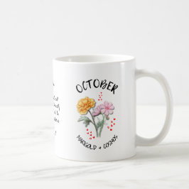 10月の誕生花をモチーフにしたパーソナライズされたクリスチャングッズ コーヒーマグカップ