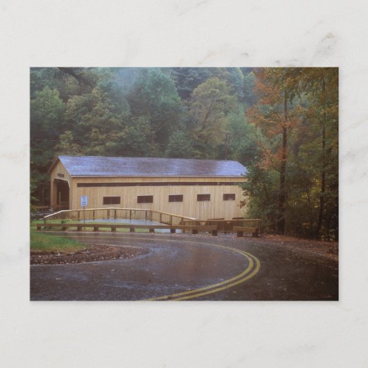 10月の雨、Bissell Covered Bridge、Charlemont M ポストカード (正面)