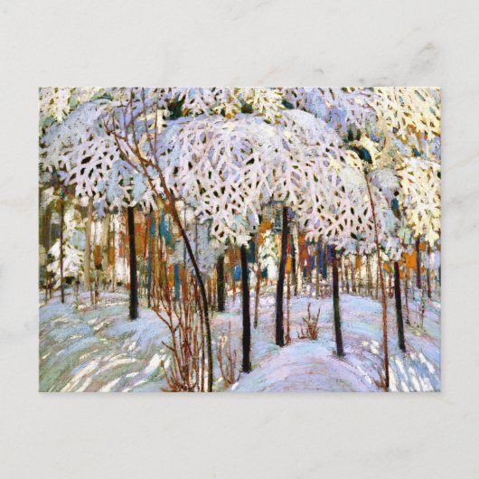 10月の雪、美しい絵画、 シーズンポストカード (正面)
