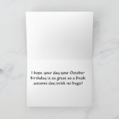 10月の願いを喜劇的なクモが誕生日する カード (内部)