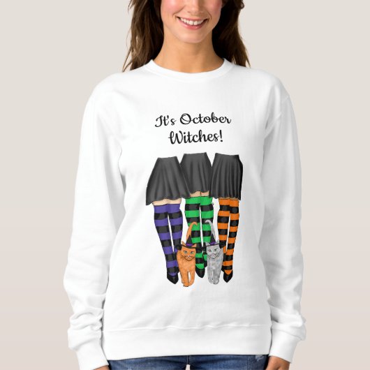 10月の魔女たち、魔女3人、猫3人 スウェットシャツ (正面)