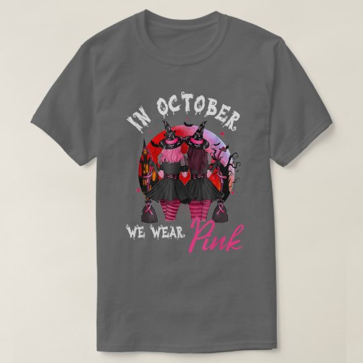 10月の魔女We衣服ピンク秋秋胸 Tシャツ (デザイン正面)