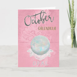 10月のCalendulaおよびオパールの誕生日 カード