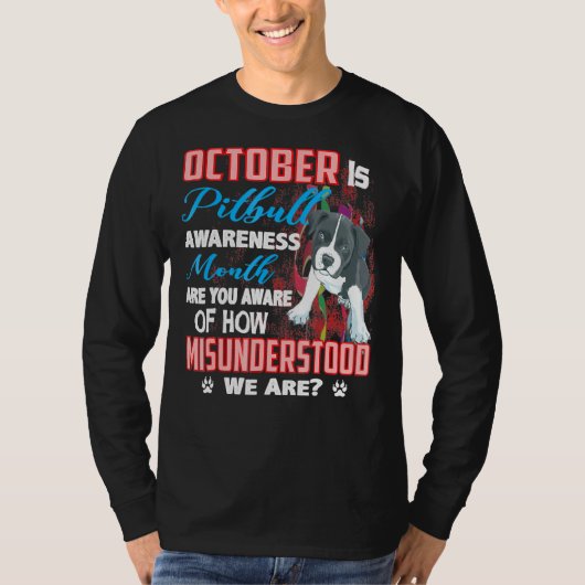 10月はピットブル認識度月 Tシャツ (正面)