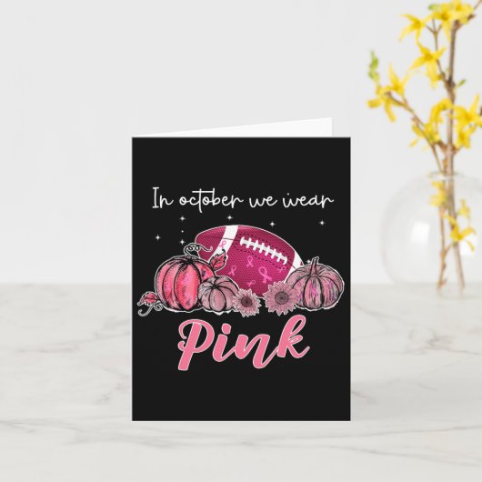 10月はピンクで乳がんを意識するフットボール カード (黄色い花)