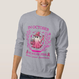 10月はピンクのウィッチーゴーストの乳がんTシャツ スウェットシャツ
