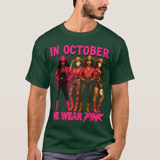 10月はピンクのハロウィン ウエスタンカウガール Tシャツ (正面)