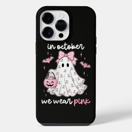 10月はピンクの幽霊ハロウィン iPhoneケース (裏面)