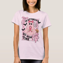 10月はピンクの幽霊 乳がんサポート Tシャツ