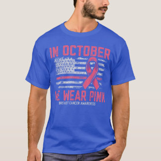 10月はピンクを着よう アメリカ国旗 乳がん啓発グッズ Tシャツ