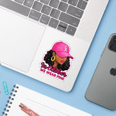 10月はピンクを着よう 黒人女性 乳がん シール (ノートパソコンとiPhone)