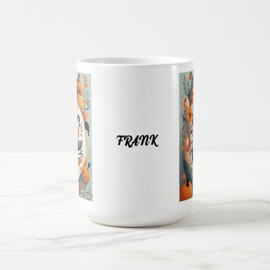 10月はマイ誕生日パンプキンタイポグラフィ コーヒーマグカップ (中央)