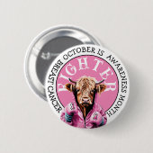 10月は乳がんピンクの戦闘機 缶バッジ (正面&裏面)