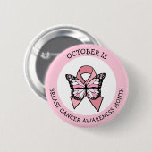 10月は乳がん認知月ボタン 缶バッジ (正面&裏面)
