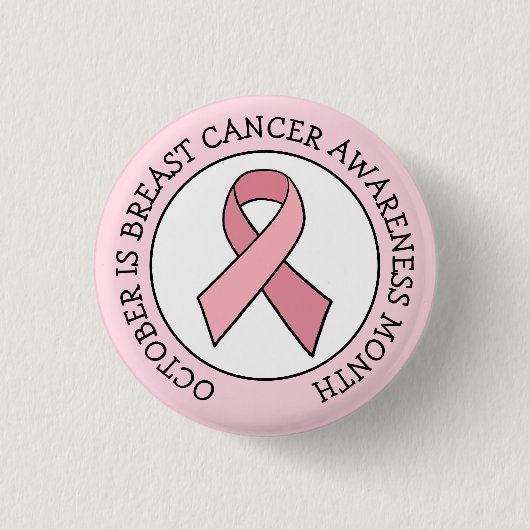 10月は乳がん認知月 缶バッジ (正面)