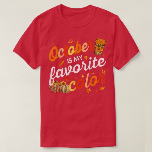 10月は私のお気に入りのカラー紅葉秋 Tシャツ (デザイン正面)