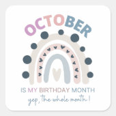 10月は私の誕生日の月、yes全体の月 スクエアシール (正面)