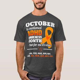 10月はADHD認識度月のナショナルオレンジ Tシャツ