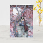 10月ウィンズハロウィーンウィッチキャットムーンカード カード (黄色い花)