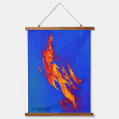 10月ウィンドタペストリカラフルー深いブルーと金ゴールド 吊り下げ型タペストリー (正面)