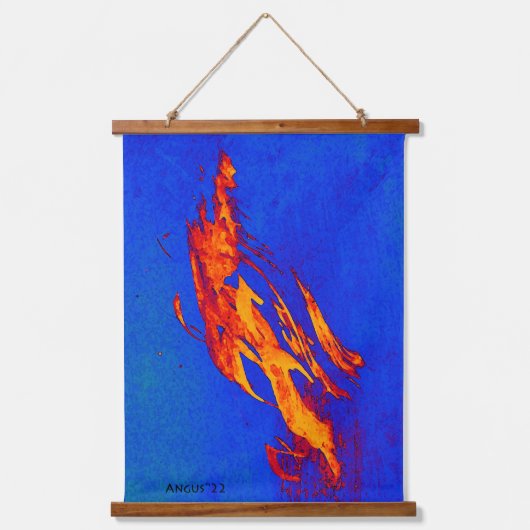 10月ウィンドタペストリカラフルー深いブルーと金ゴールド 吊り下げ型タペストリー (正面)