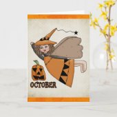 10月エンジェルハロウィーン/誕生日カード カード (黄色い花)