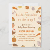 10月オレンジカボチャのハロウィーンベビーシャワー 招待状 (正面)