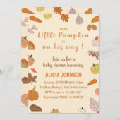 10月オレンジカボチャのハロウィーンベビーシャワー 招待状 (正面/裏面)