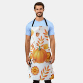 10月カラフルカボチャ秋のパターン エプロン (着用した状態)