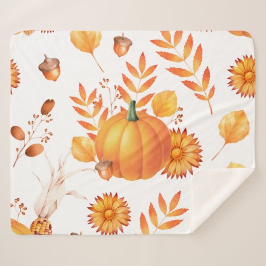 10月カラフルカボチャ秋のパターン シェルパブランケット (正面(横))