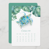 10月カレンダーカード、ウミガメ メニュー (正面/裏面)