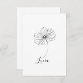 10月コスモスパーソナライズされた誕生フラワーギフト サンキューカード (正面/裏面)