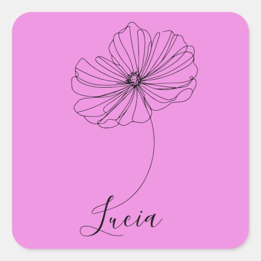 10月コスモスパーソナライズされた誕生フラワーギフト スクエアシール (正面)