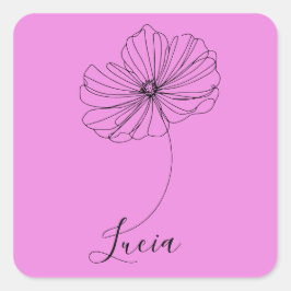 10月コスモスパーソナライズされた誕生フラワーギフト スクエアシール