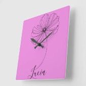 10月コスモスパーソナライズされた誕生フラワーギフト スクエア壁時計 (傾斜)