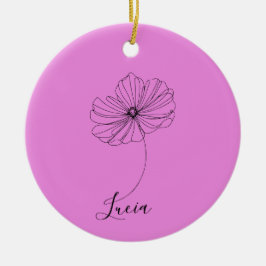 10月コスモスパーソナライズされた誕生フラワーギフト セラミックオーナメント