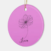 10月コスモスパーソナライズされた誕生フラワーギフト セラミックオーナメント (左)