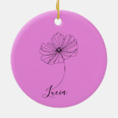 10月コスモスパーソナライズされた誕生フラワーギフト セラミックオーナメント (裏面)