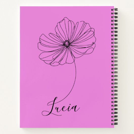 10月コスモスパーソナライズされた誕生フラワーギフト ノートブック (裏面)