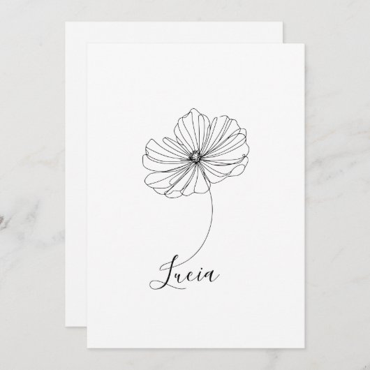 10月コスモスパーソナライズされた誕生フラワーギフト 招待状 (正面/裏面)