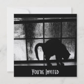 10月シャワーキャットシルエットアットウィンドウ2 B&W 招待状 (正面)