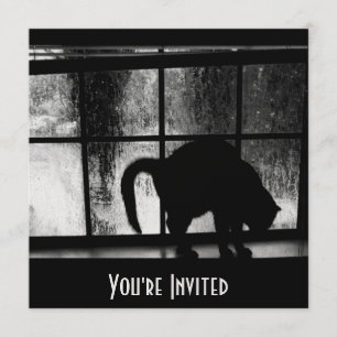 10月シャワーキャットシルエットアットウィンドウ2 B&W 招待状