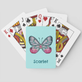 10月パーソナライズされたティール（緑がかった色）グラスウィングバタフライアート トランプ