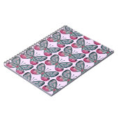 10月ピンクグラスウィングバタフライパターンデザイン ノートブック (左側)