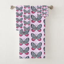 10月ピンクグラスウィングバタフライパターンデザイン