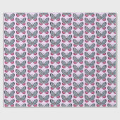 10月ピンクグラスウィングバタフライパターンデザイン ラッピングペーパー (フラット)