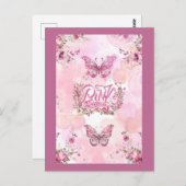 10月ピンク認識度花柄デザイン ポストカード (正面/裏面)