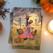 10月フィールドハロウィンウィッチと猫のファンタジー カード