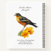 10月マリゴールド花と鳥の誕生 ノートブック (裏面)