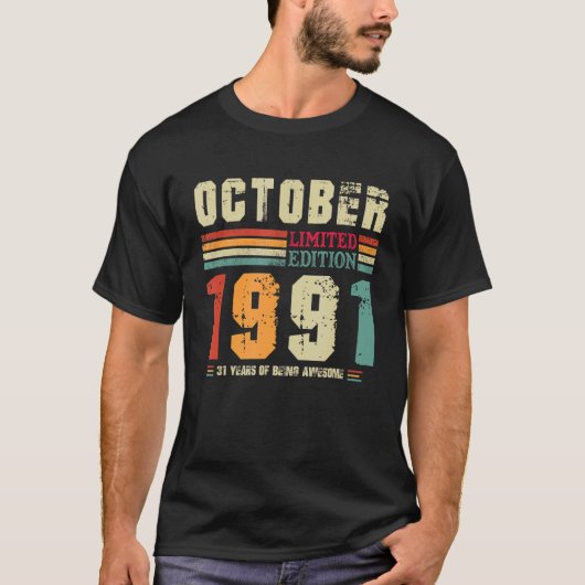 10月以来31歳のレトロ素晴らし誕生日 Tシャツ (正面)